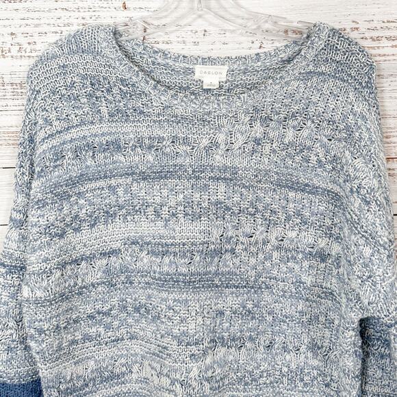 Caslon Blue & White Colorblock Split Hem Sweater, EUC, Size Small - Picture 3 of 13